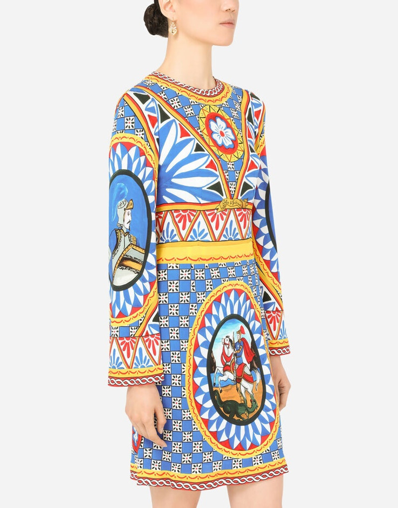 Short Carretto-print organzine dress 4