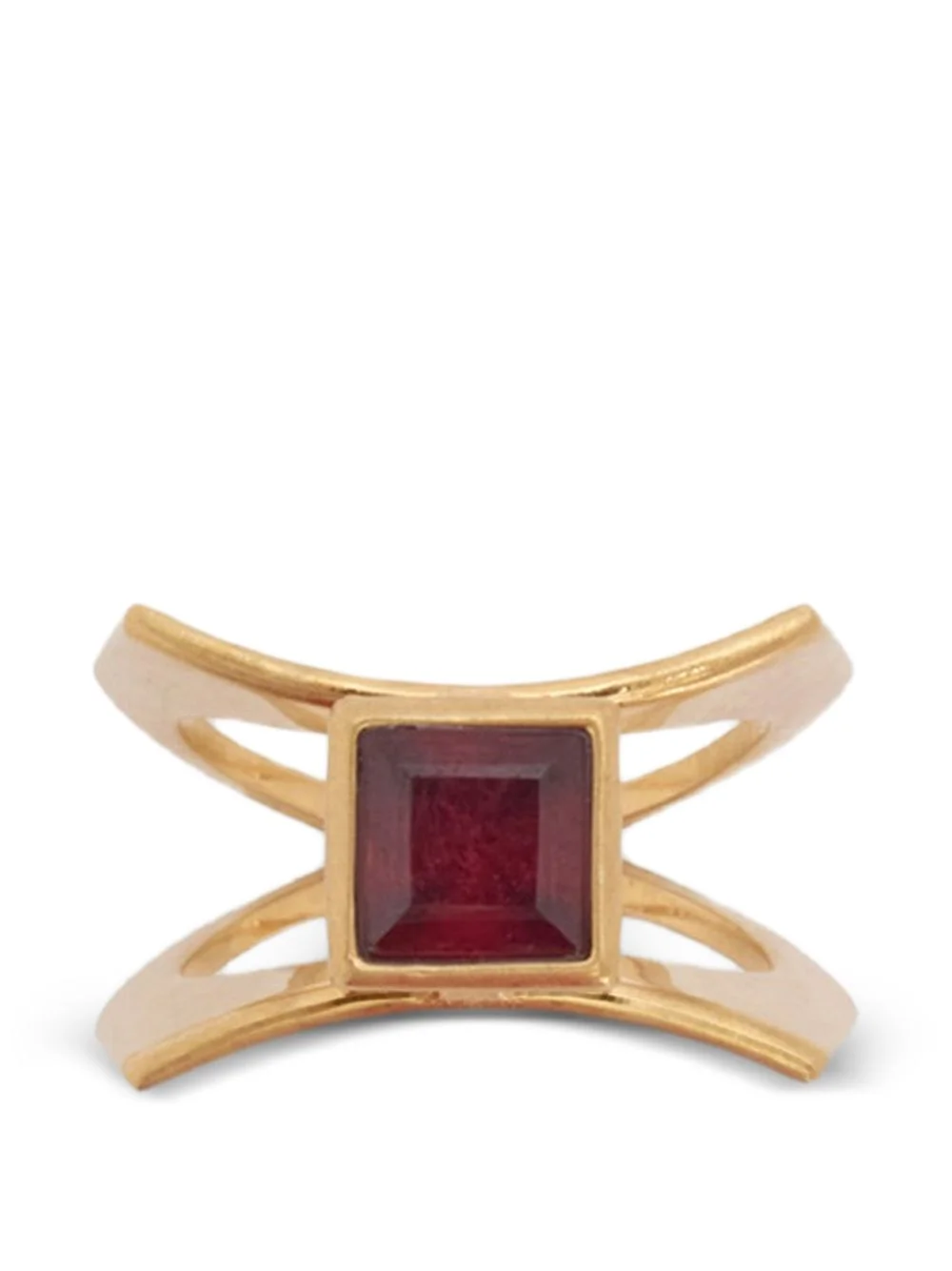 garnet-embellished engraved ring - 1