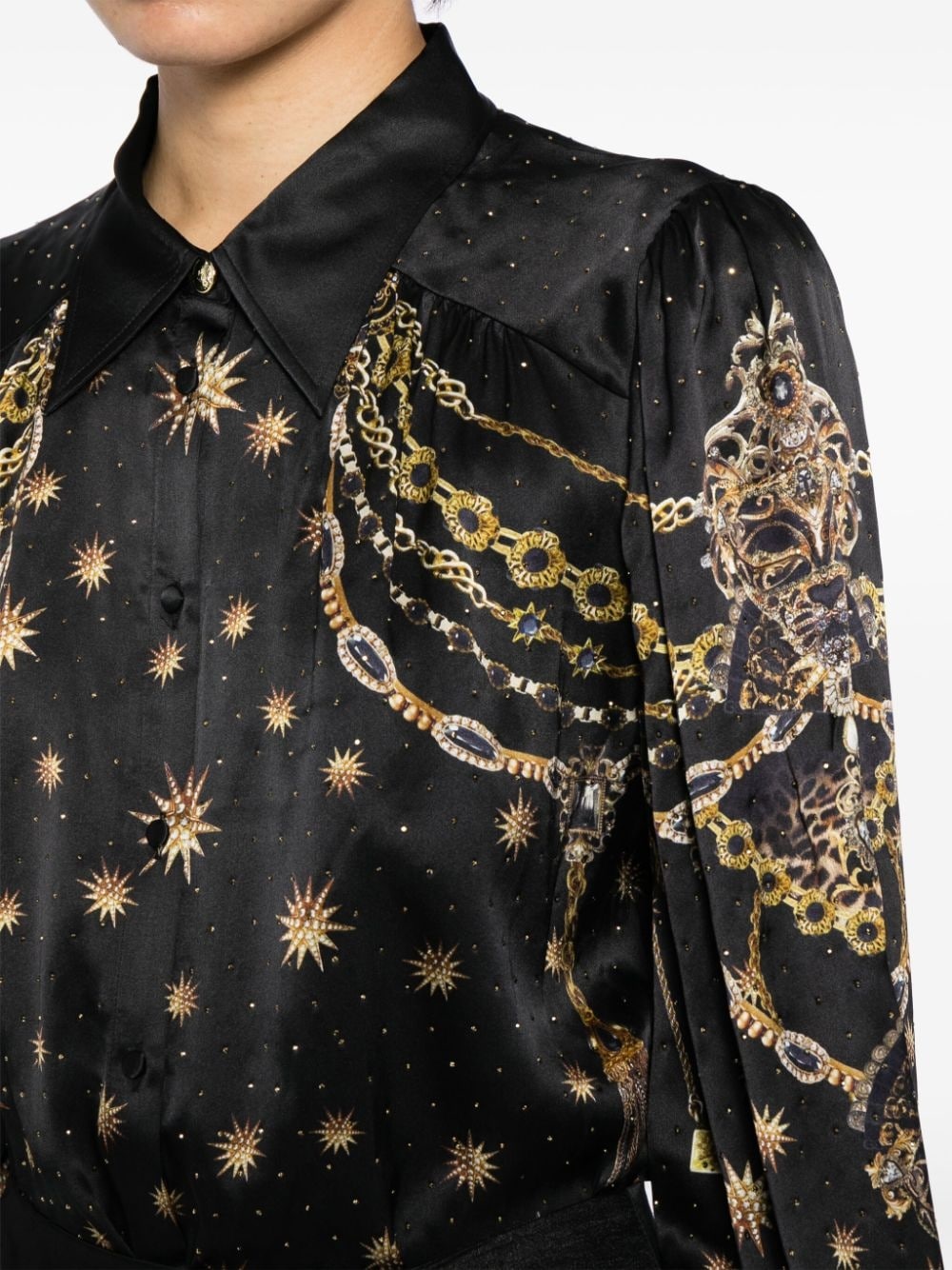 graphic-print silk shirt - 5