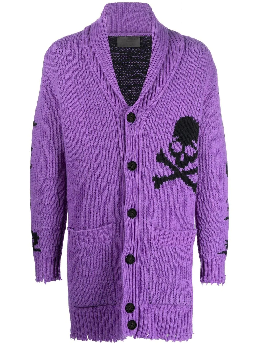 intarsia-knit logo cardigan - 1