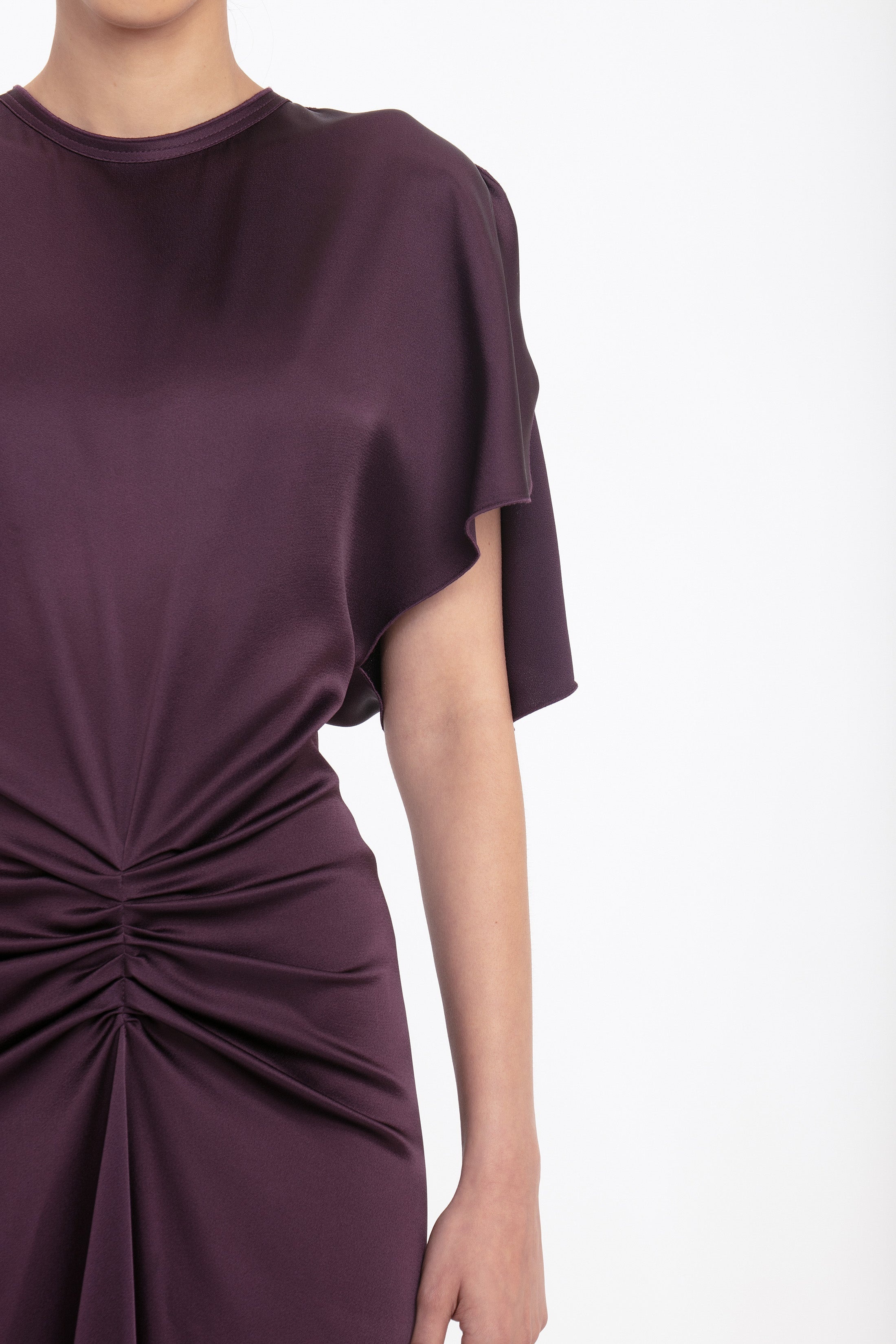Gathered Waist Floor-Length Dress In Fig - 5