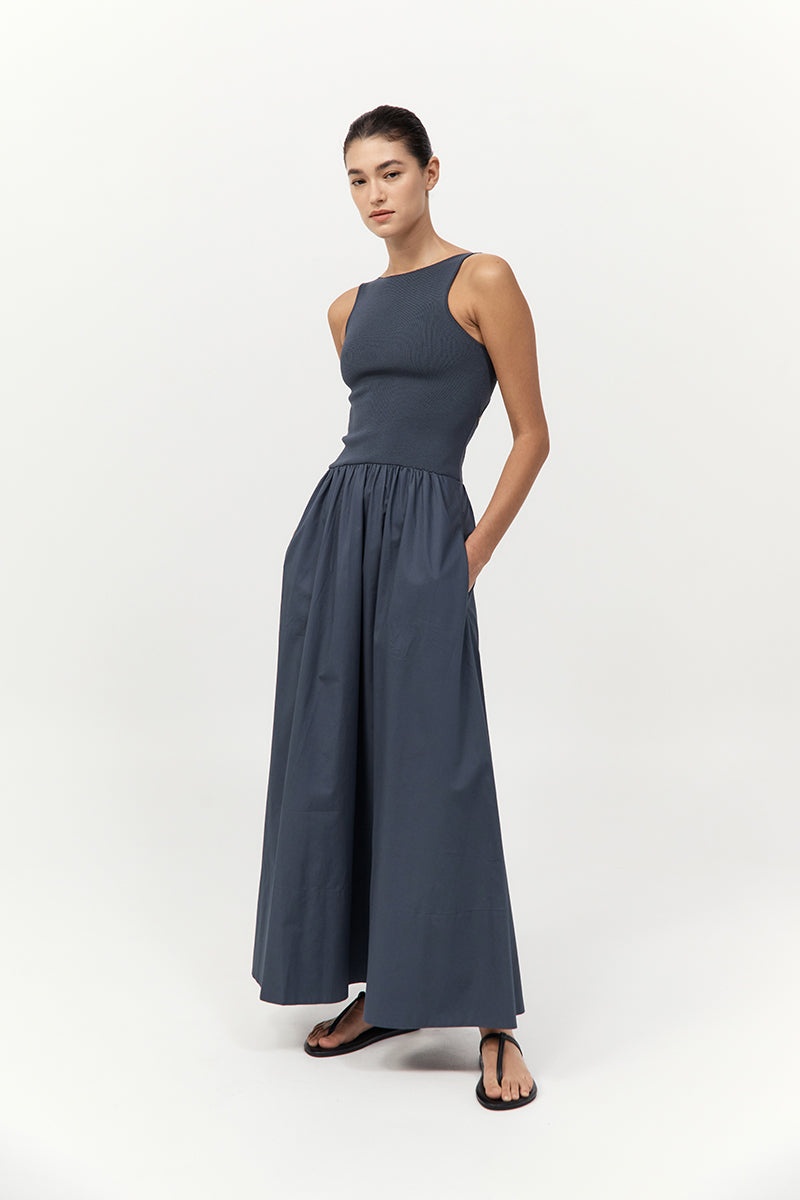 Bateau Cut Out Dress - Graphite - 4
