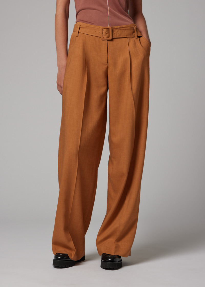 Women's Tan Textured Bootcut Trousers 3