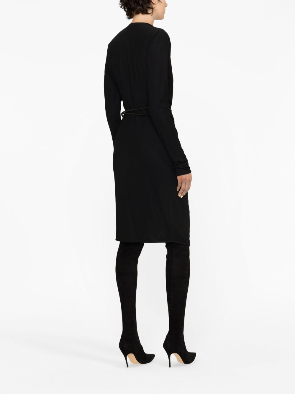 belted-waist V-neck dress - 3