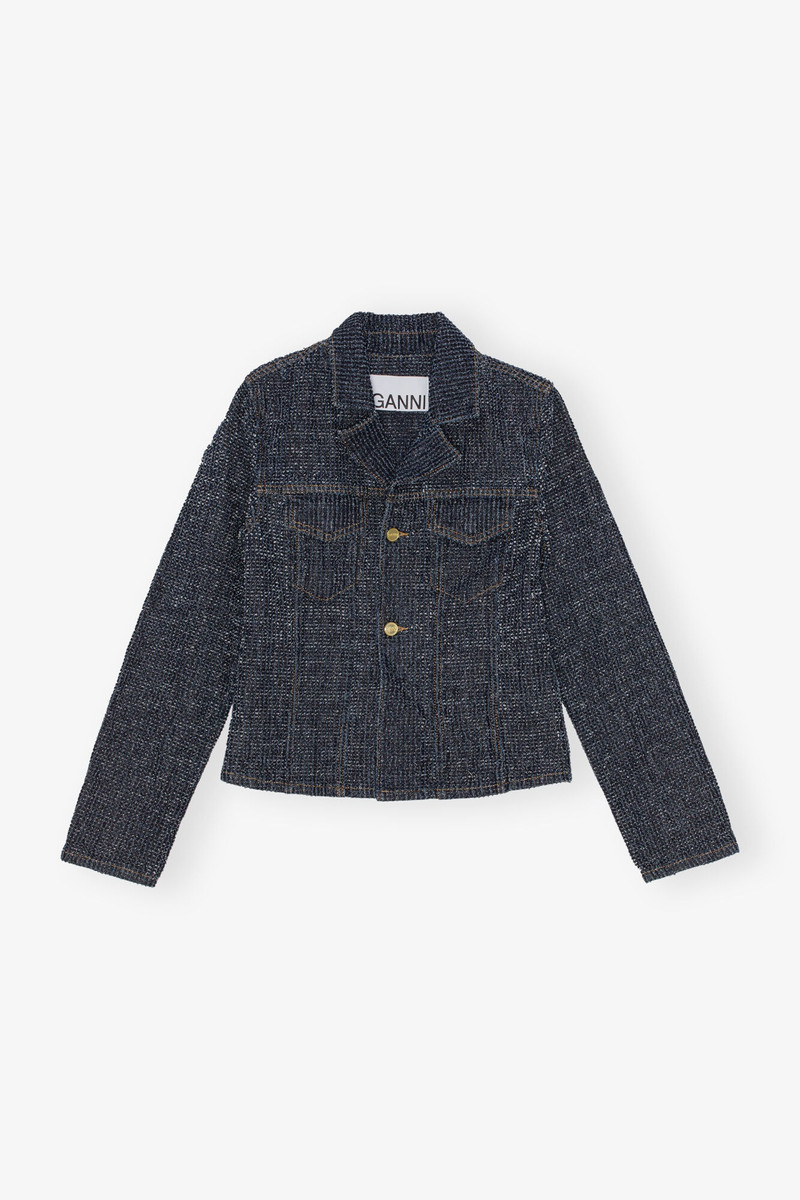 DARK BLUE FLUFFY DENIM BLAZER 1