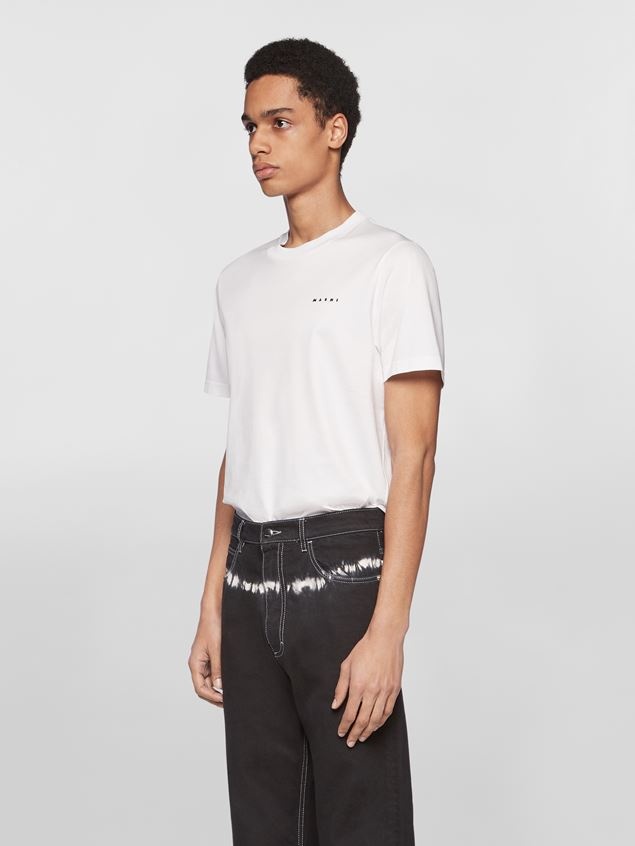 WHITE COTTON JERSEY T-SHIRT - 2