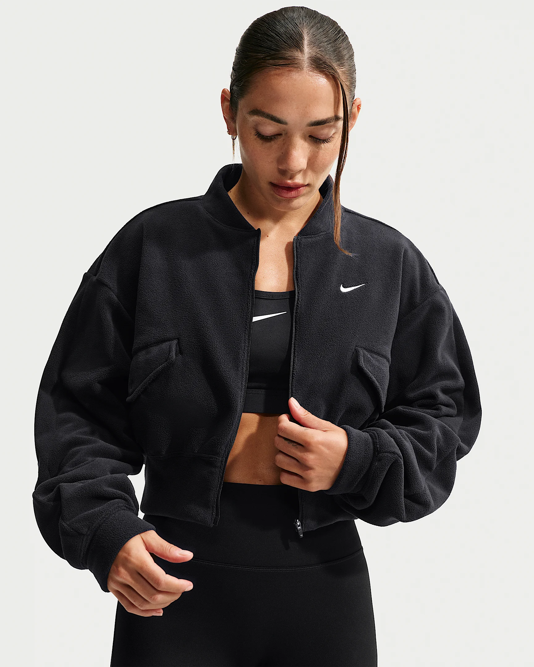 Nike One Women's Therma-FIT Fleece Bomber Jacket - 1