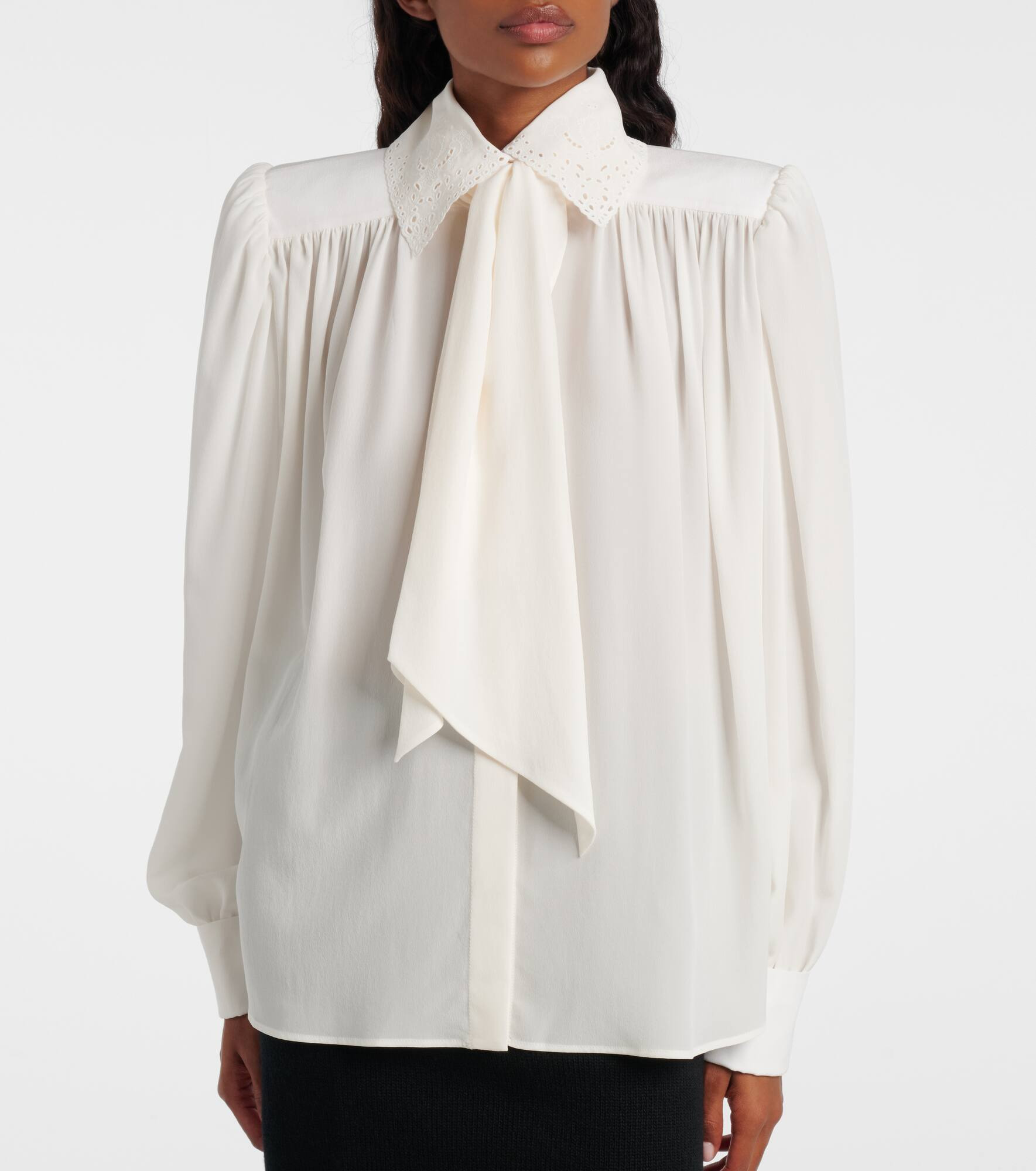 Scarf-detail silk crêpe de chine blouse - 6