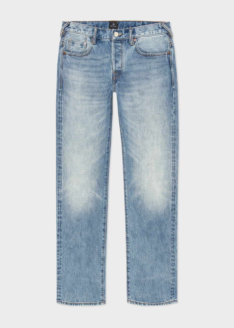 Mid-Wash 'Crosshatch Stretch' Selvedge Jeans 1