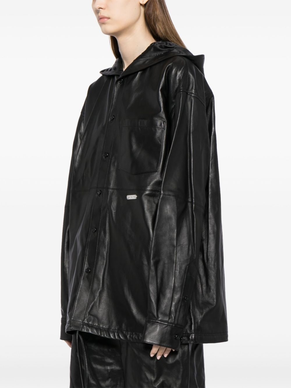 leather hoodie shirt - 3