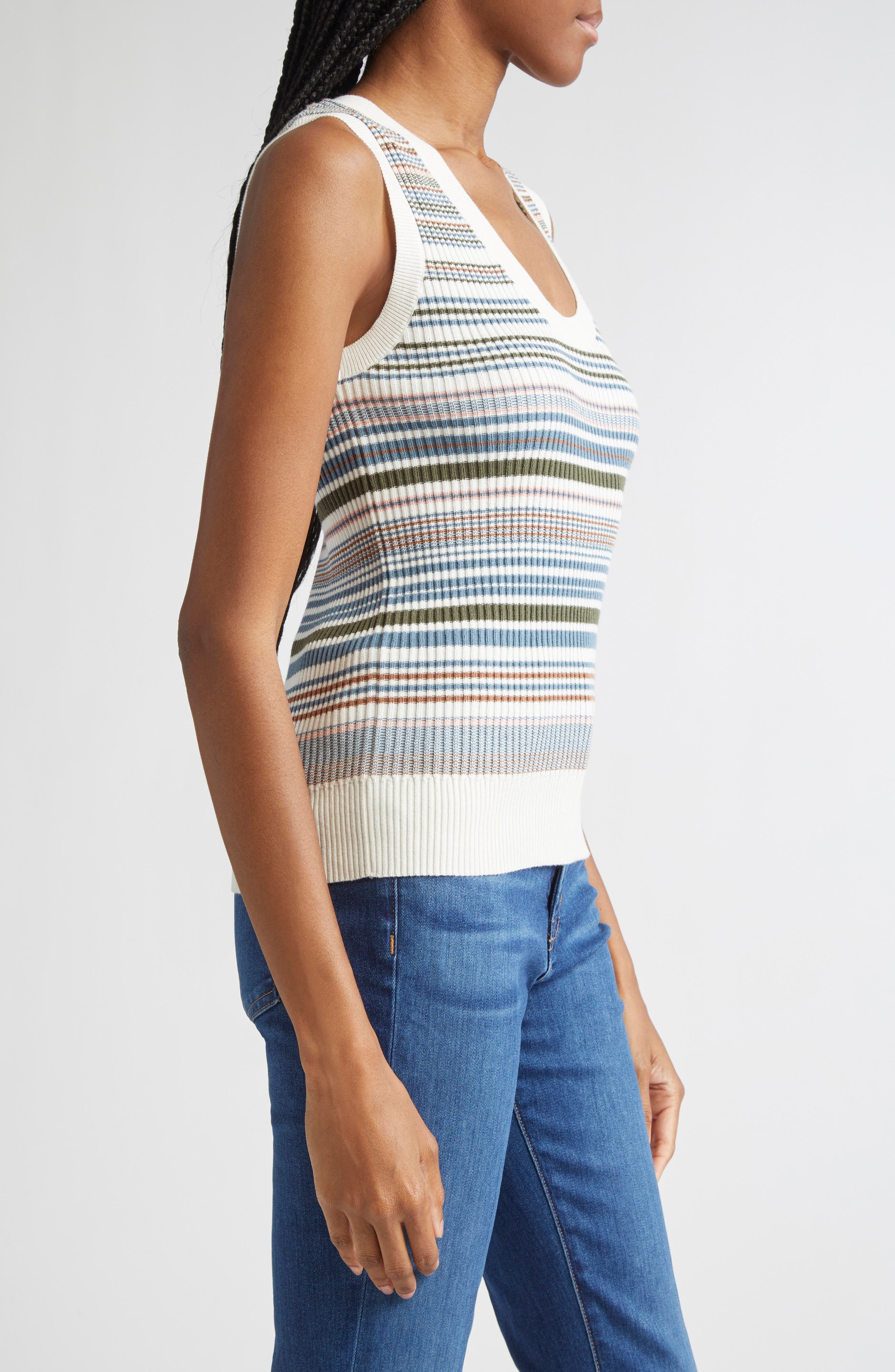 Veronica Beard Ezinna Rib Tank in Dove Multi at Nordstrom - 3