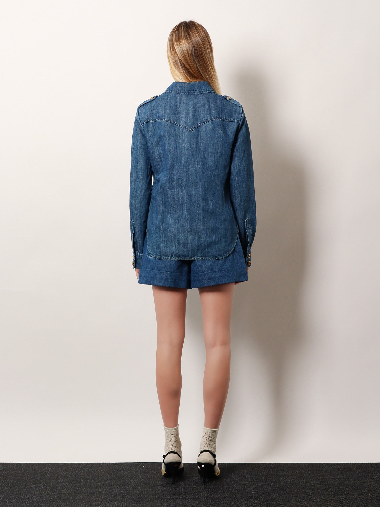 Valentino Women Denim Shirt With Vlogo Buttons - 3