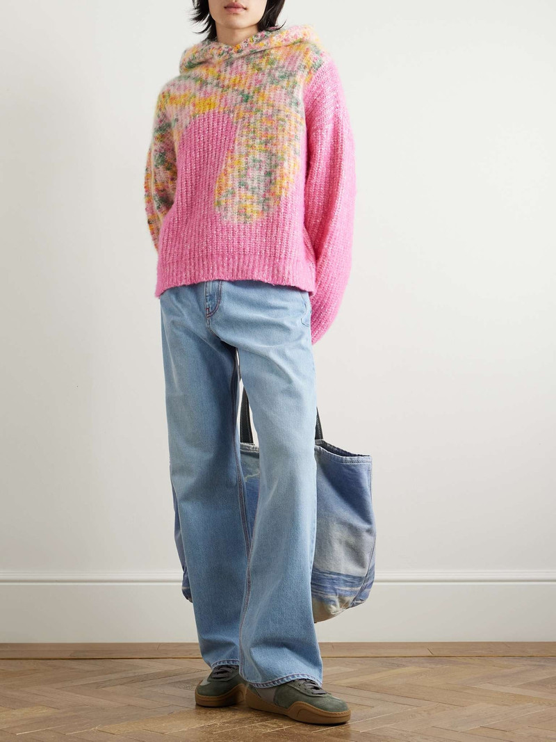 ERL Swirl Oversized Logo-Embroidered Ribbed-Knit Hooded Sweater outlook