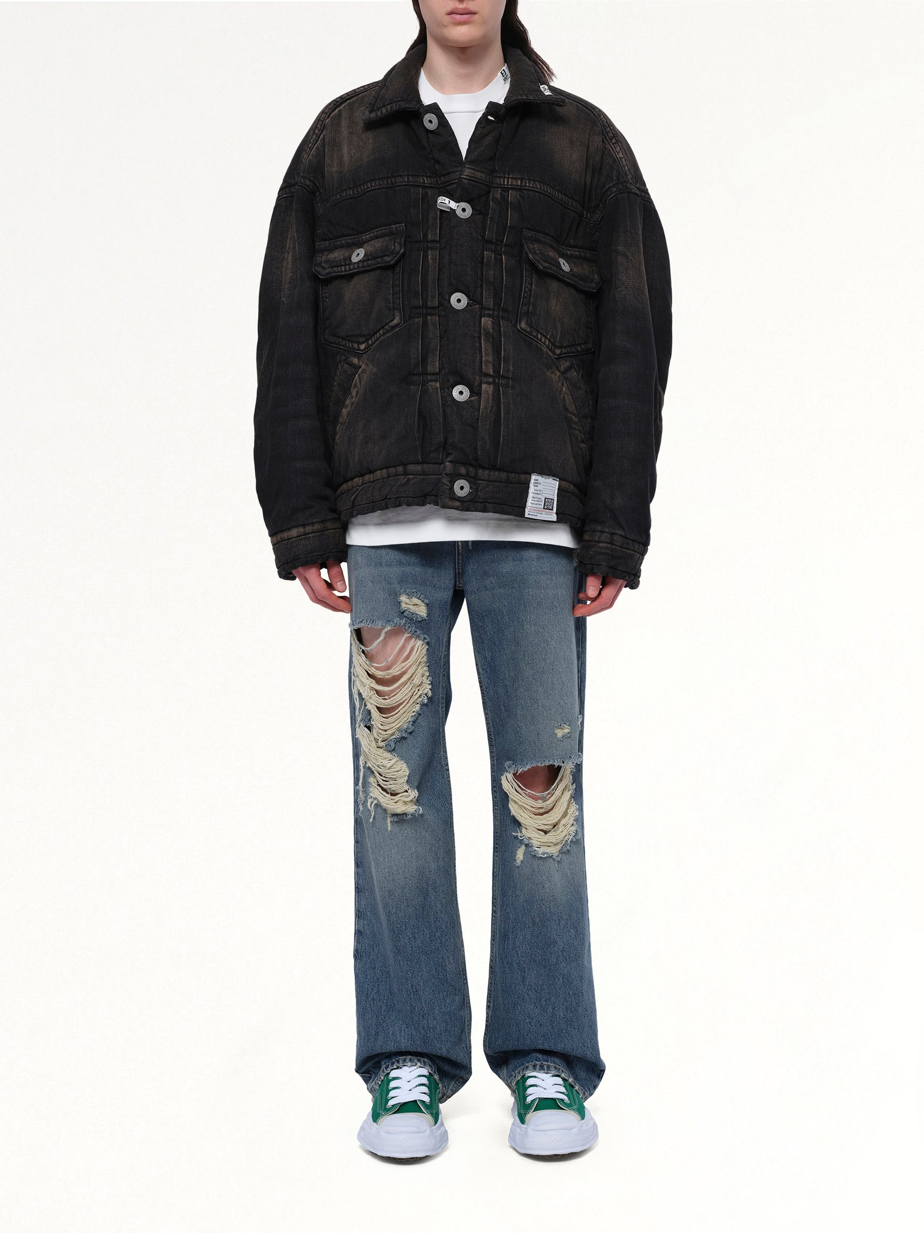 Puffer Denim Jacket in Black - 7