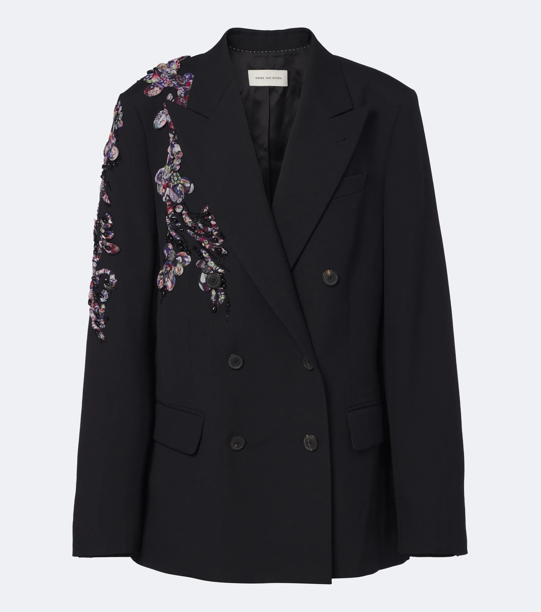Embellished double-breasted wool blazer - 1