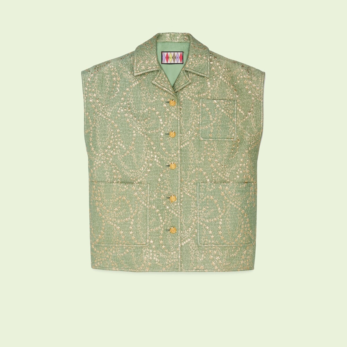 Gucci Lovelight stars ramage wool silk gilet - 1