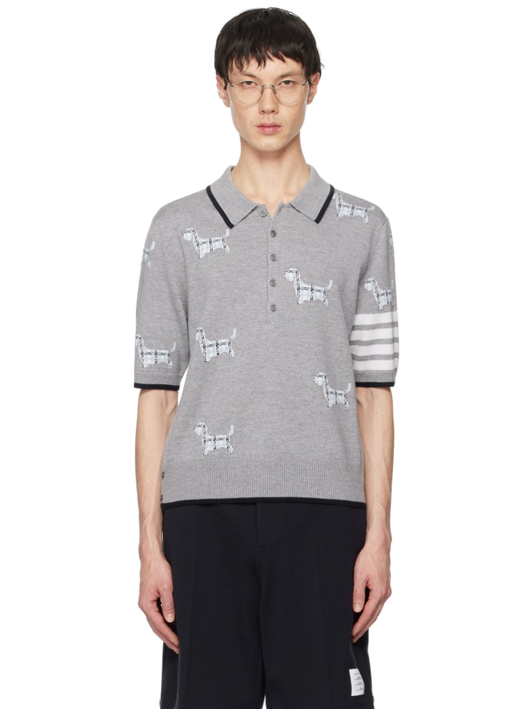 Gray Hector 4-Bar Stripe Polo - 1