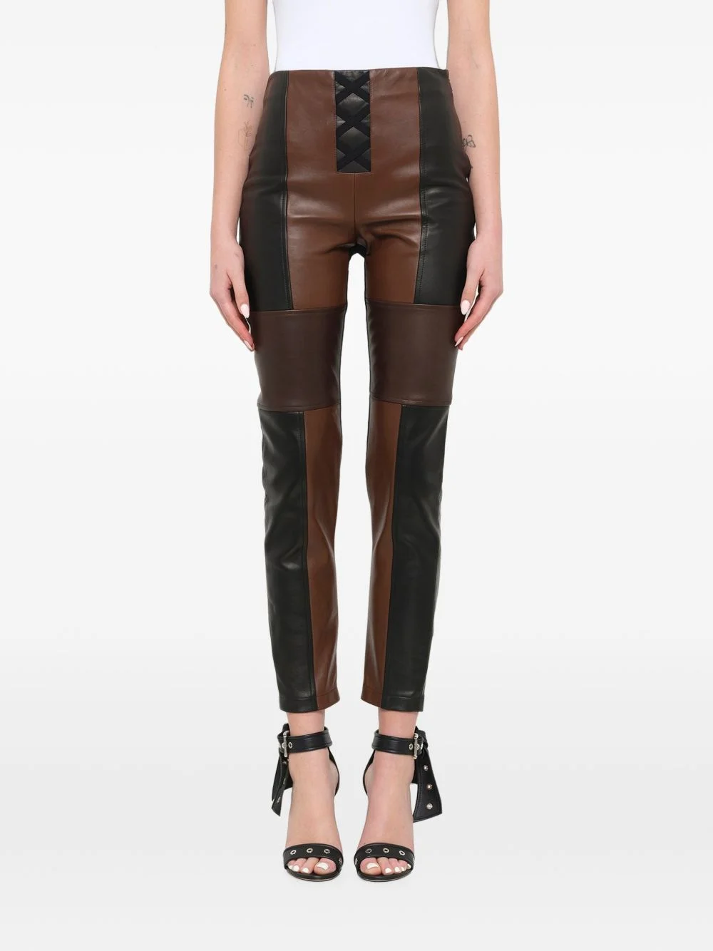 patchwork leather trousers - 1