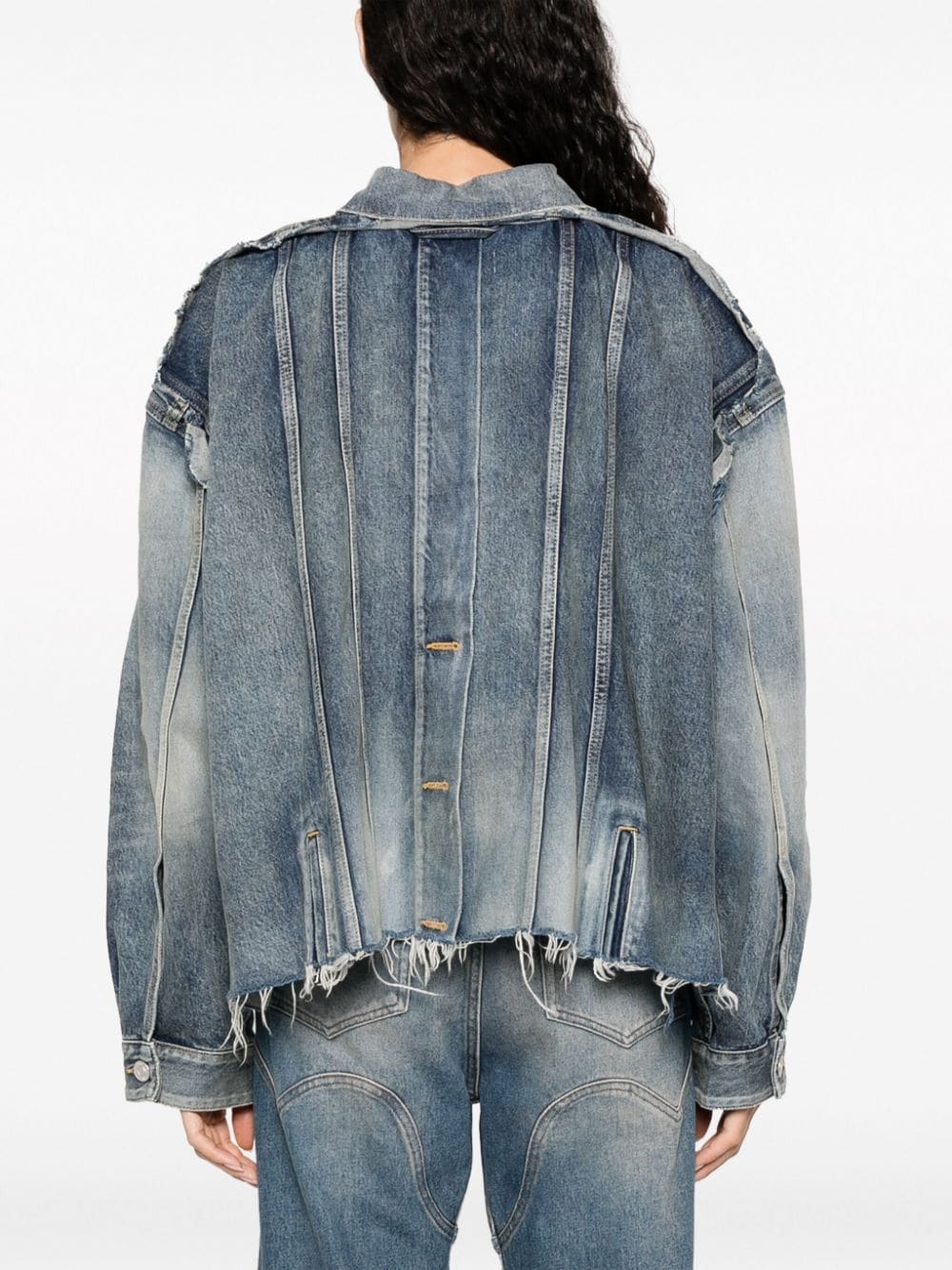 deconstructed panelled denim jacket - 4