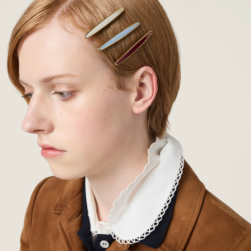 Miu Miu Enameled metal hair clips outlook