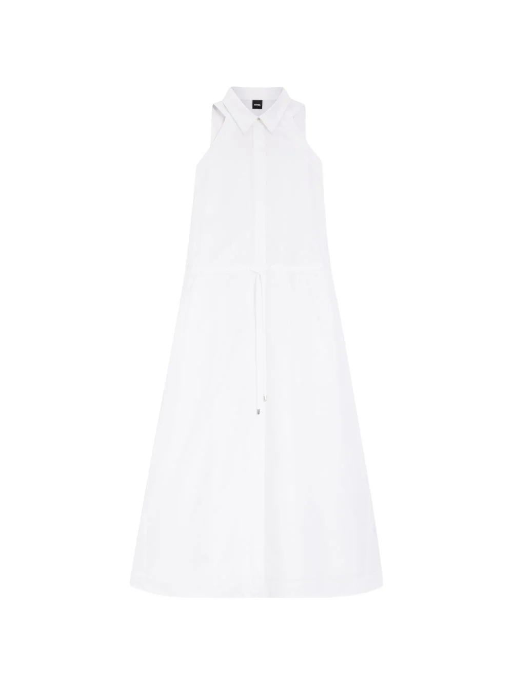 collared drawstring midi dress - 1