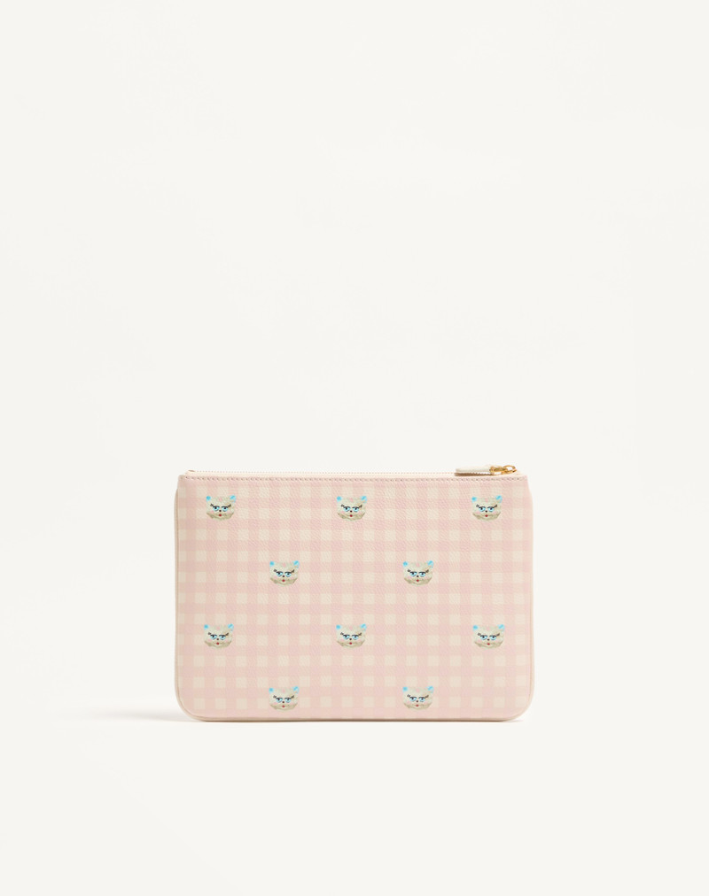 VLOGO SIGNATURE CLUTCH BAG IN LE CHAT DE LA MAISON GRAINY CALFSKIN 5