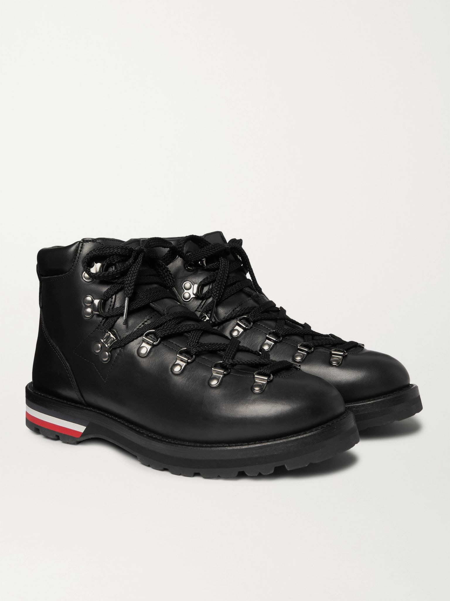 Striped Full-Grain Leather Boots Black - 4