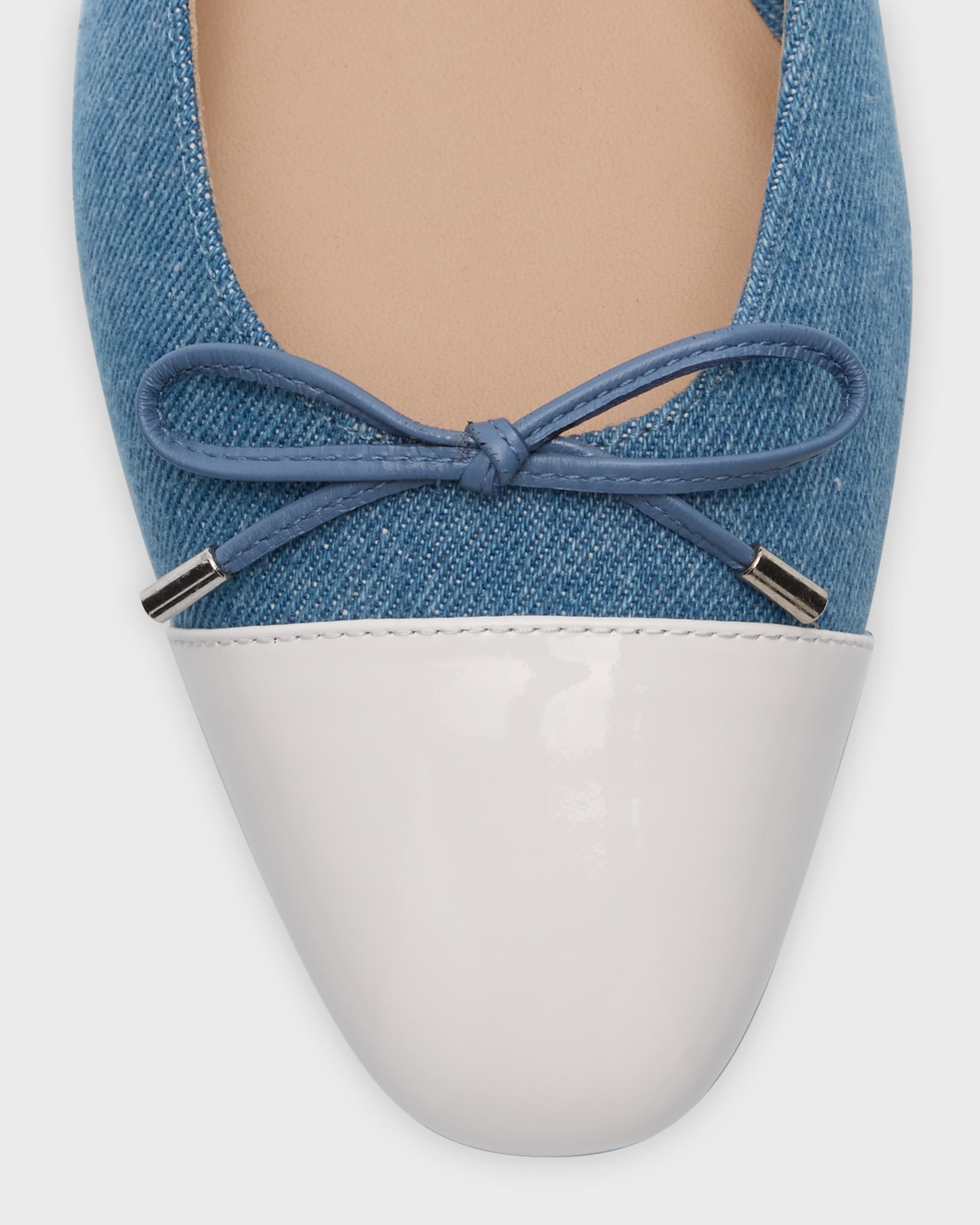 Sleek Denim Leather Ballerina Flats - 4