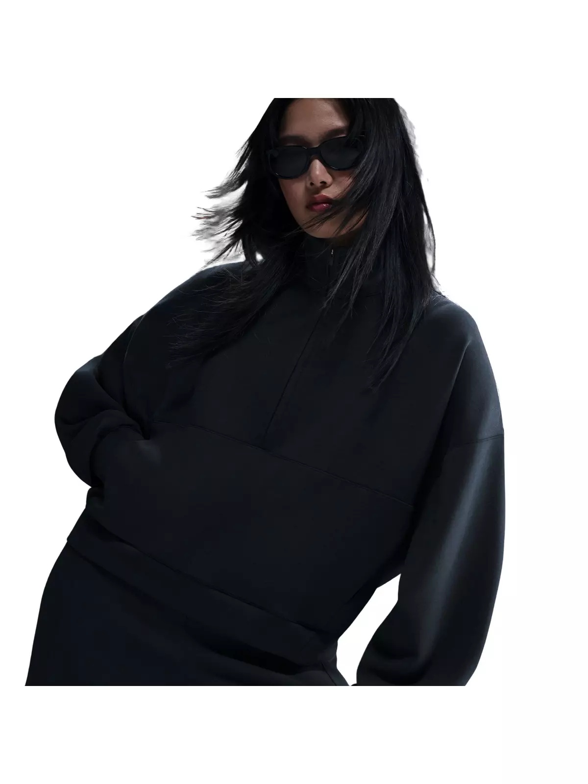 Women's 24.7 ImpossiblySoft Dri-FIT Oversized 1/2-Zip Top -Black - 3