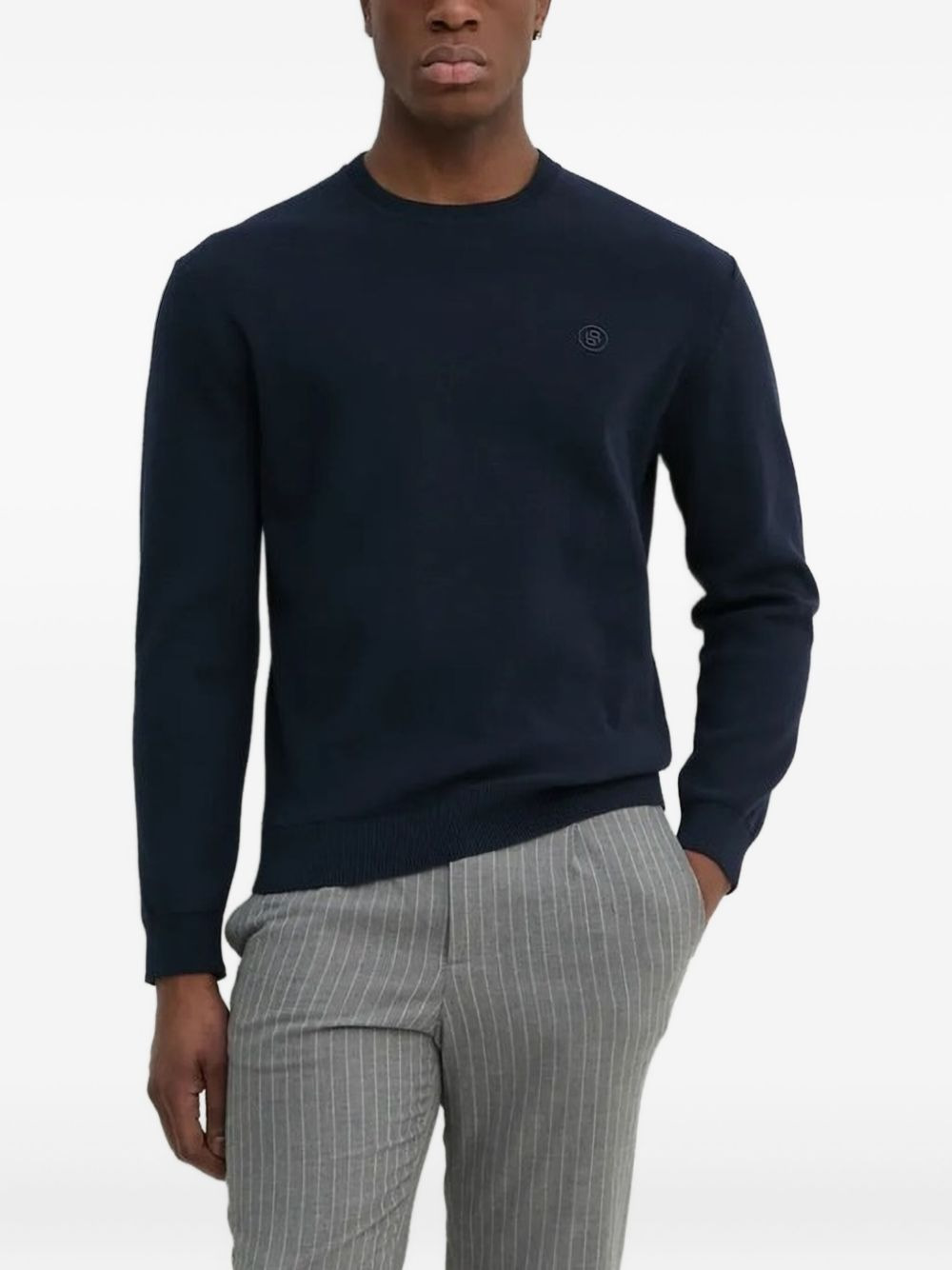 logo-embroidered crew-neck sweater - 1