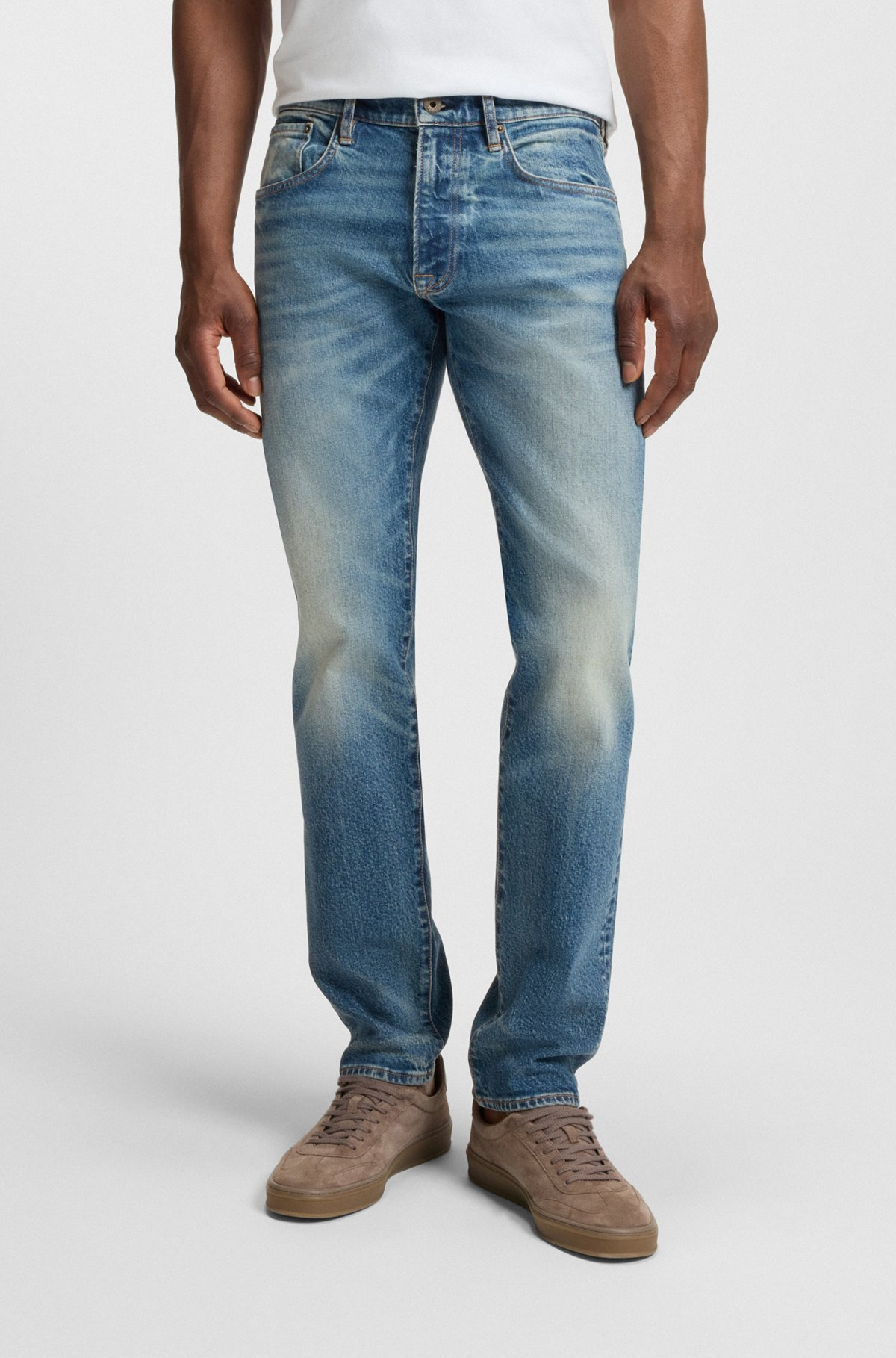 BECKHAM X BOSS SLIM-FIT JEANS IN VINTAGE-WASH DENIM - 2