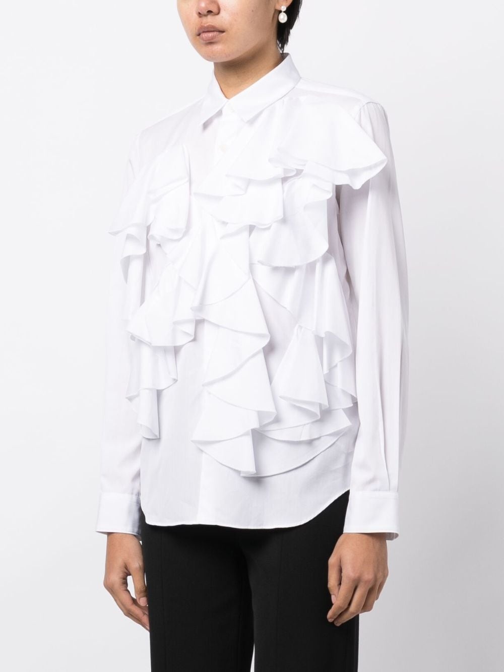 ruffled buttoned cotton shirt - 3