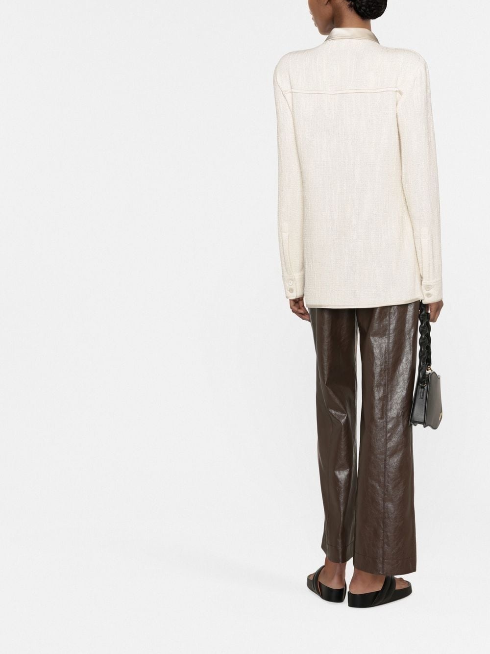 satin-collar long-sleeved shirt - 3