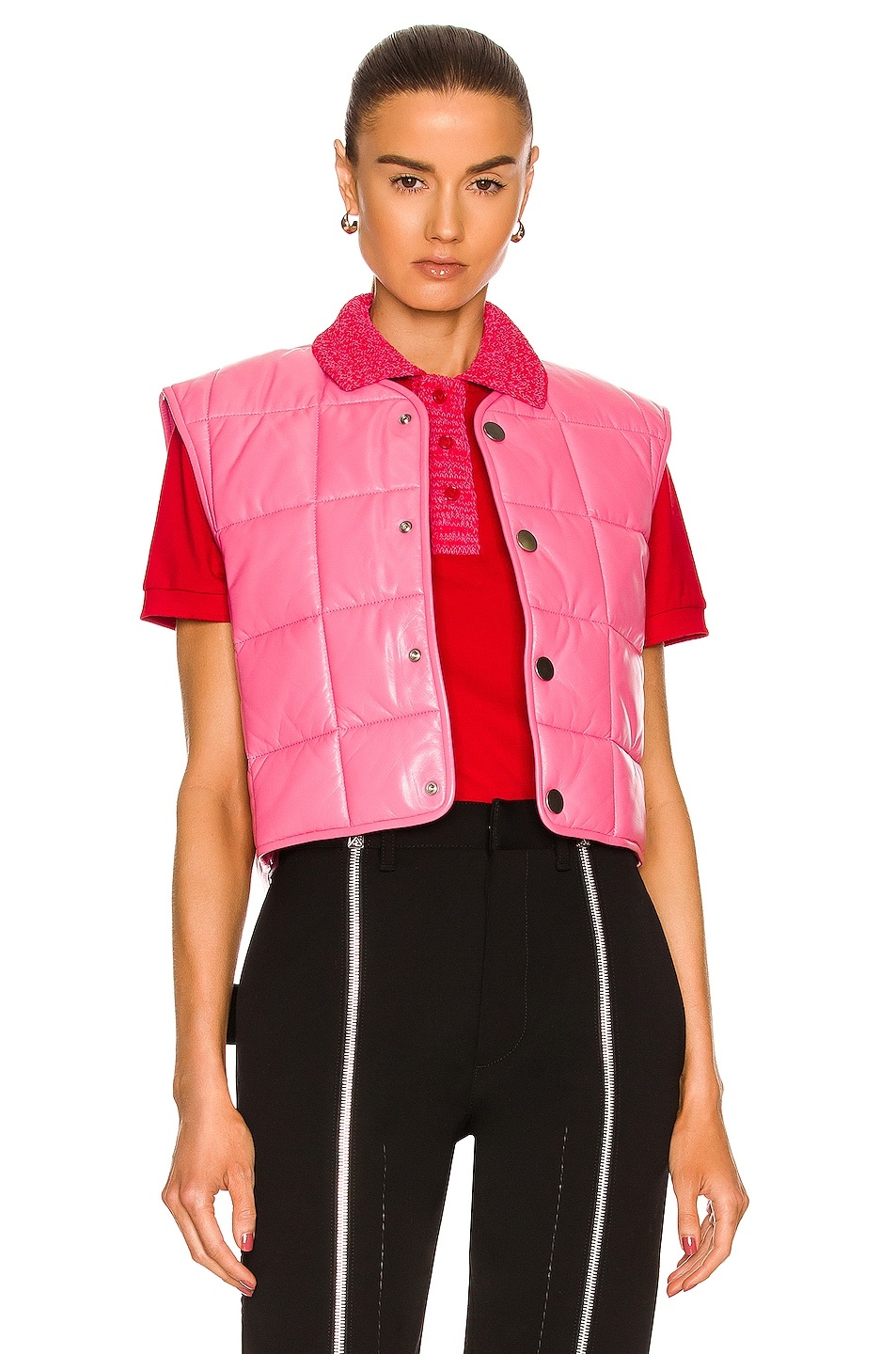Shiny Leather Padded Vest - 2