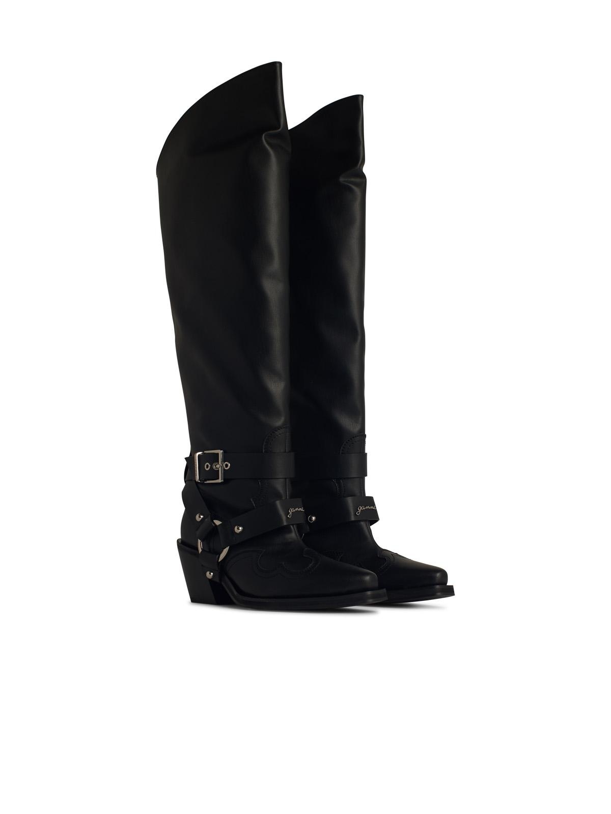 Ganni 'Western' Black Recycled Leather Blend Boots Women - 2