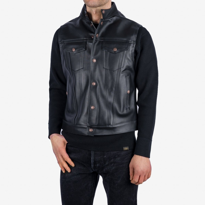 Iron Heart IHV-45-BLK Japanese Steerhide Modified Type III Vest - Black outlook