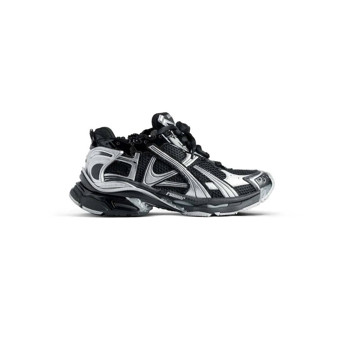 Men's Runner Sneaker in Black/silver - 1