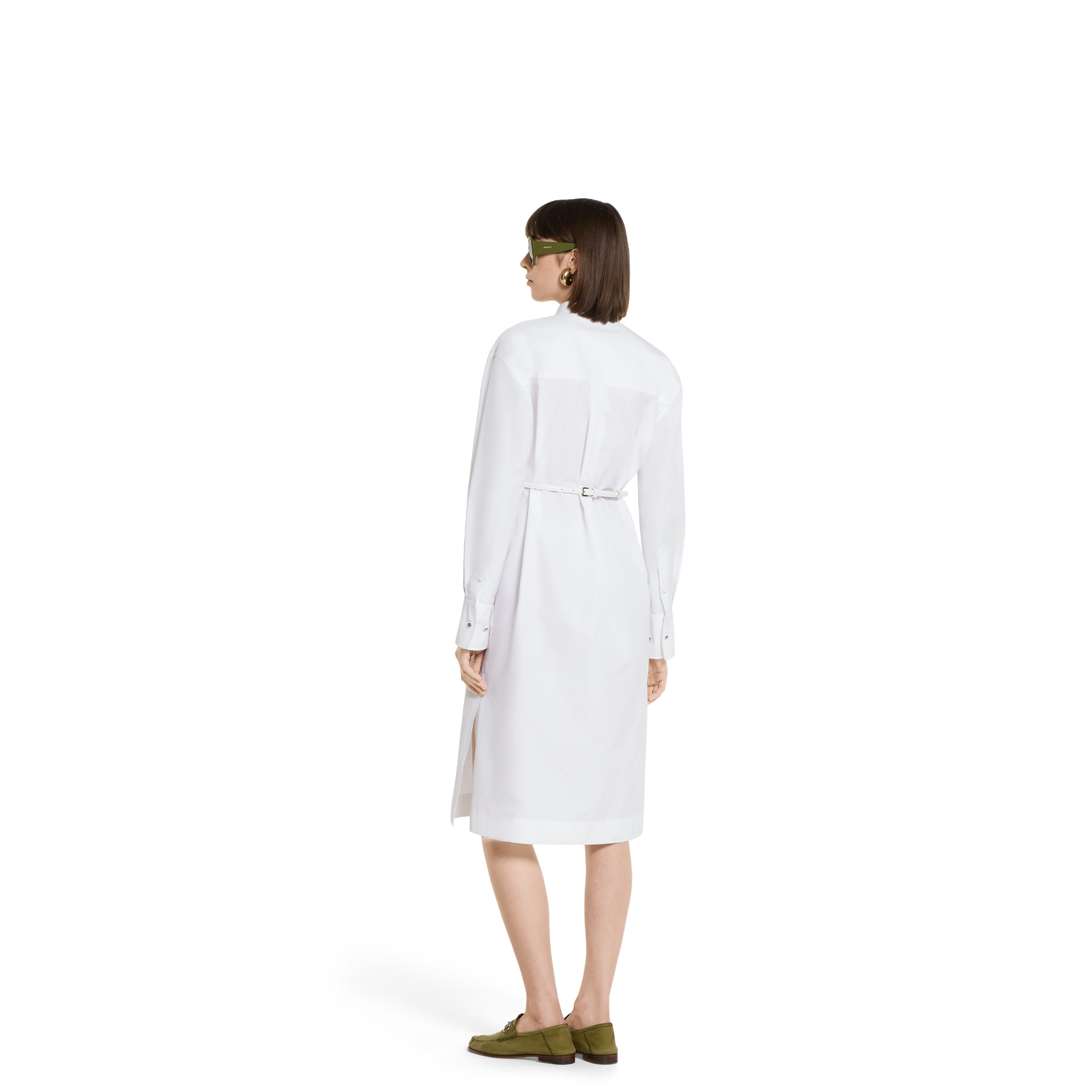 Cotton poplin shirt dress with embroidery - 4