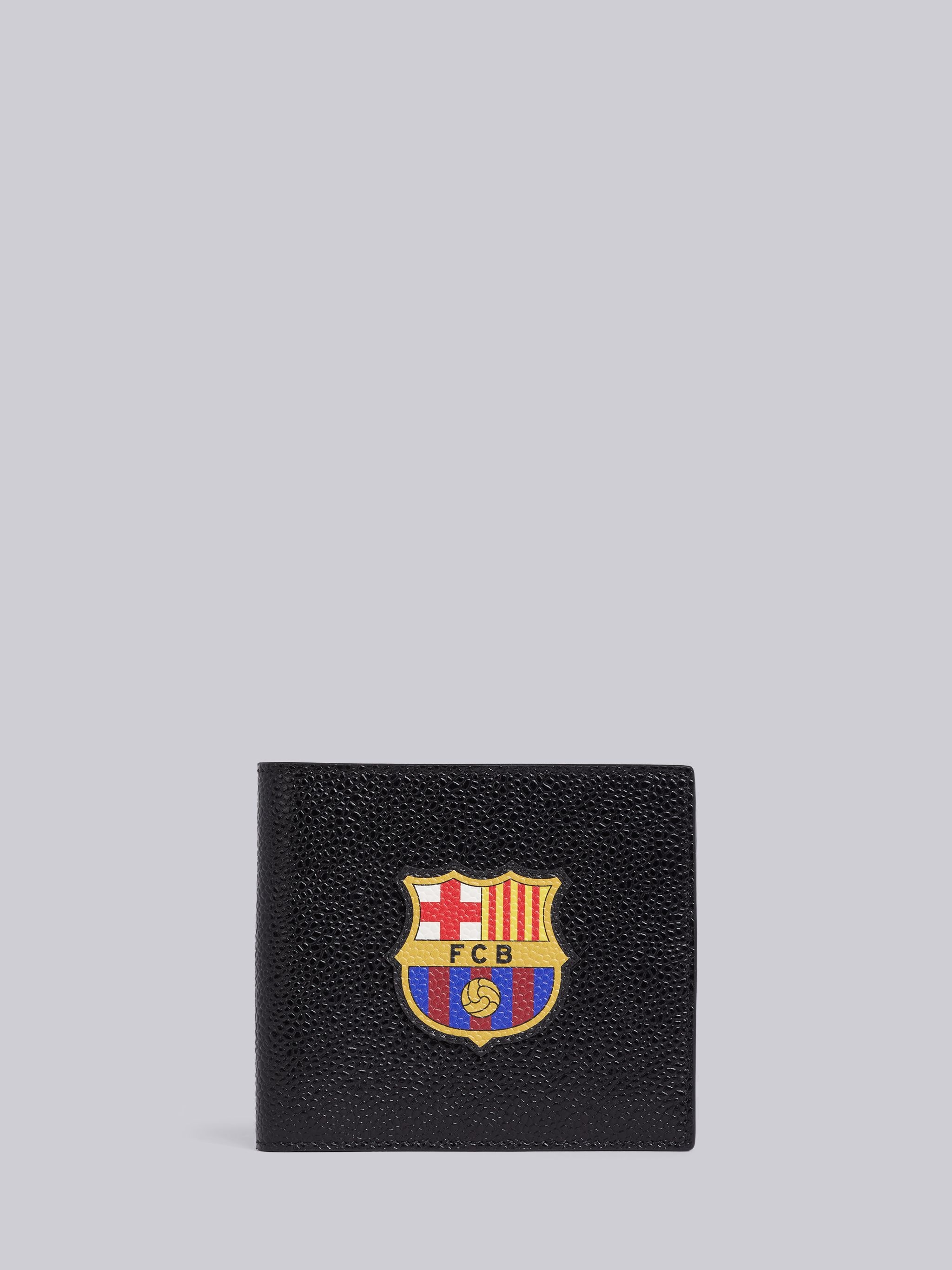 Black Pebbled Calfskin 3-D Printed FC Barcelona Crest Billfold - 1