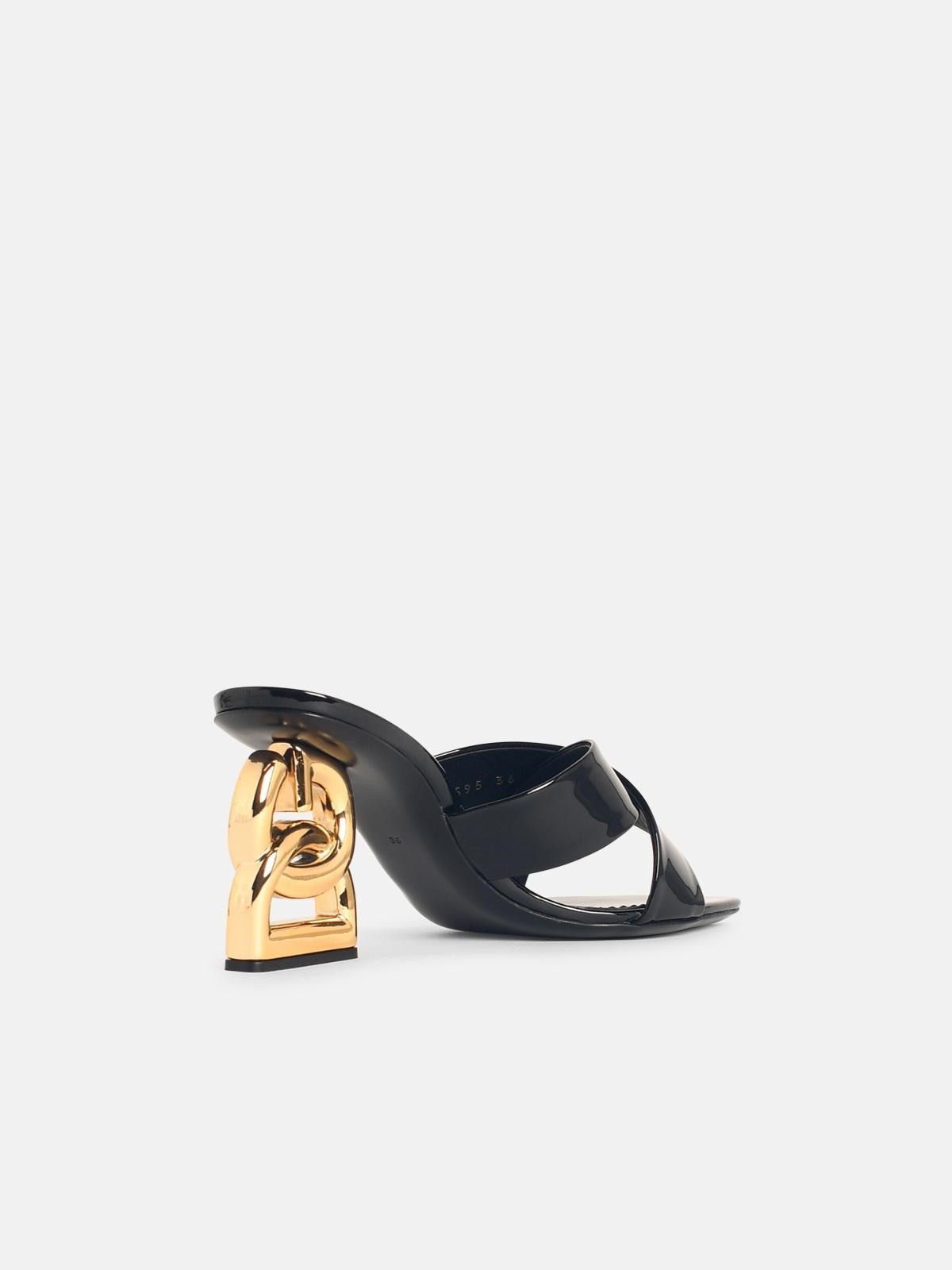 BLACK LEATHER SANDALS - 3