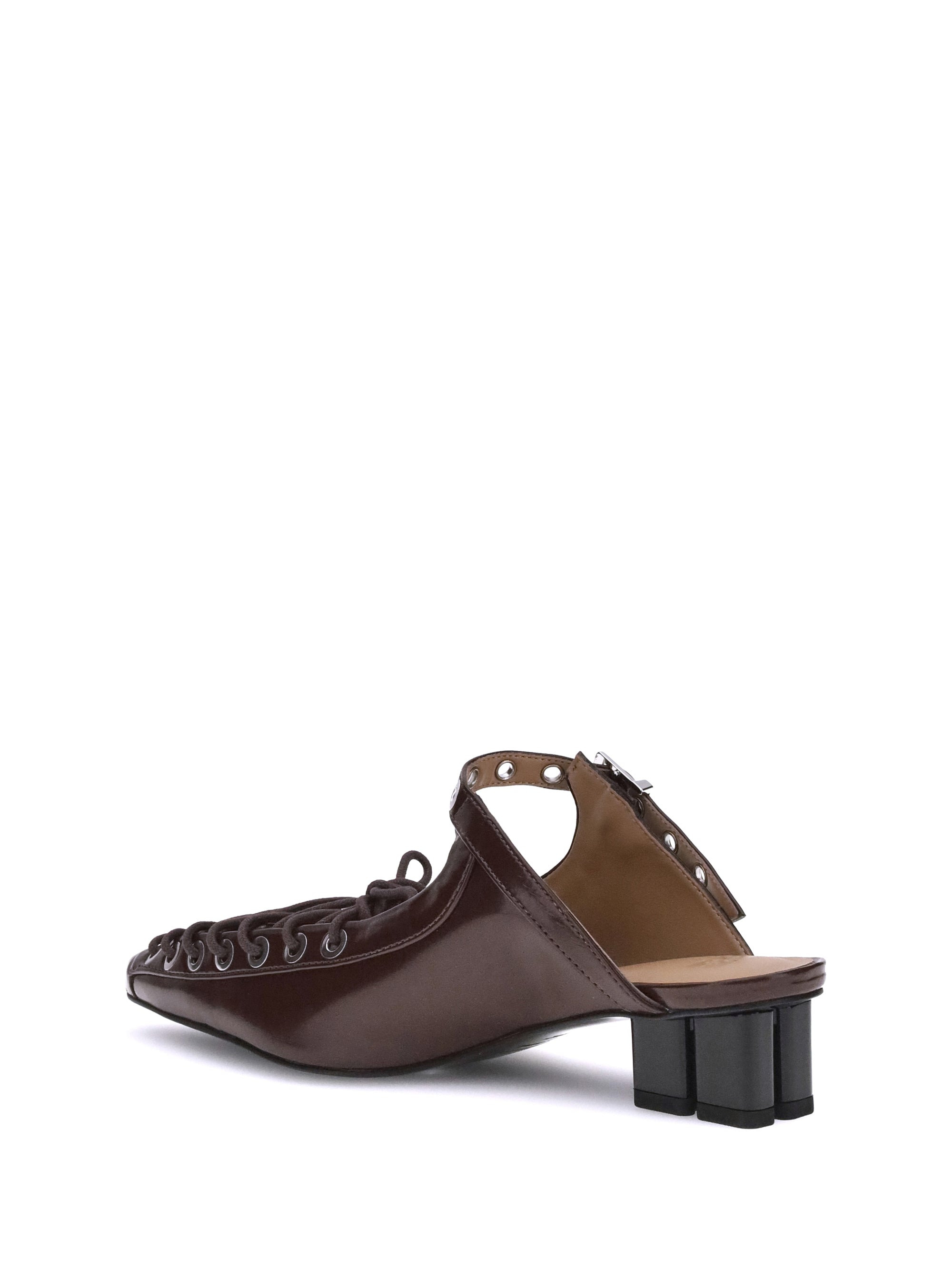 Ganni Women Eyelets Lace Up Mule Box Oleatex - 3