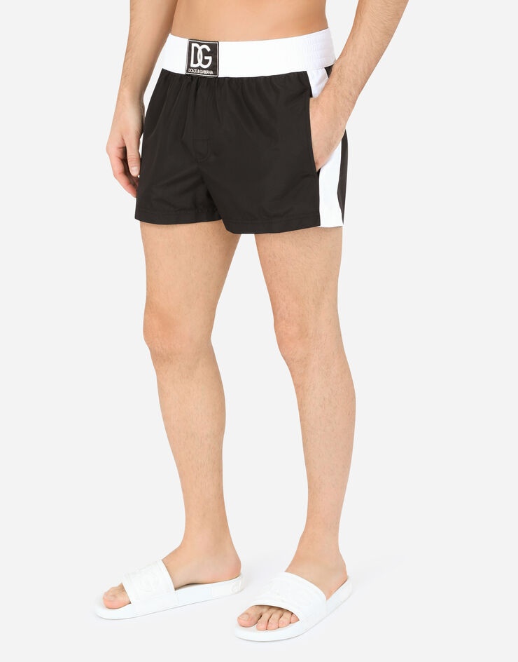 Two-tone short swim trunks with DG patch - 4