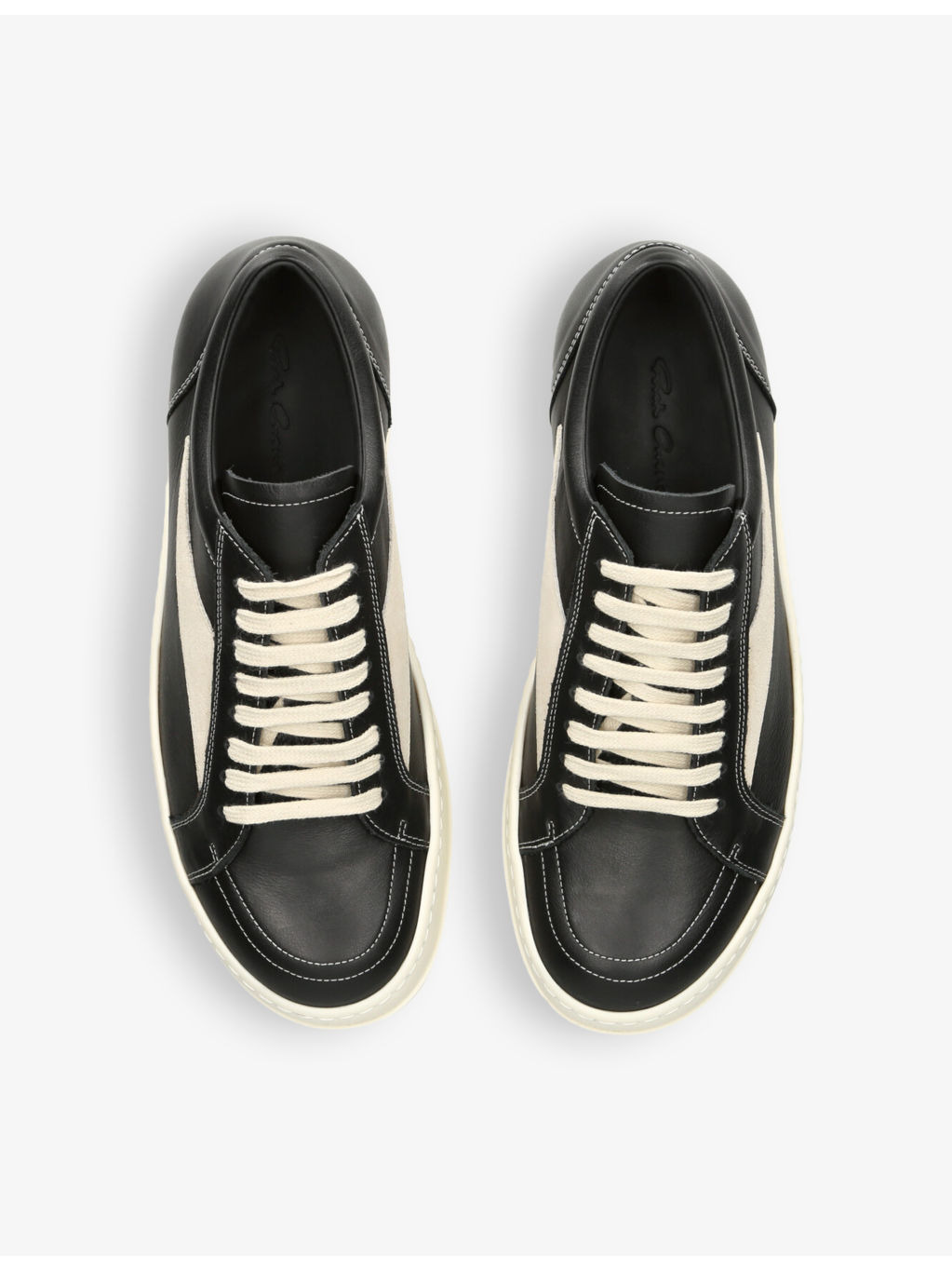 Vintage Low grained-leather and suede low-top trainers - 2