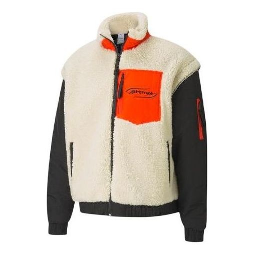 Puma x Attempt Sherpa Fleece Jacket 'Beige Black Orange' 598257-01 - 1