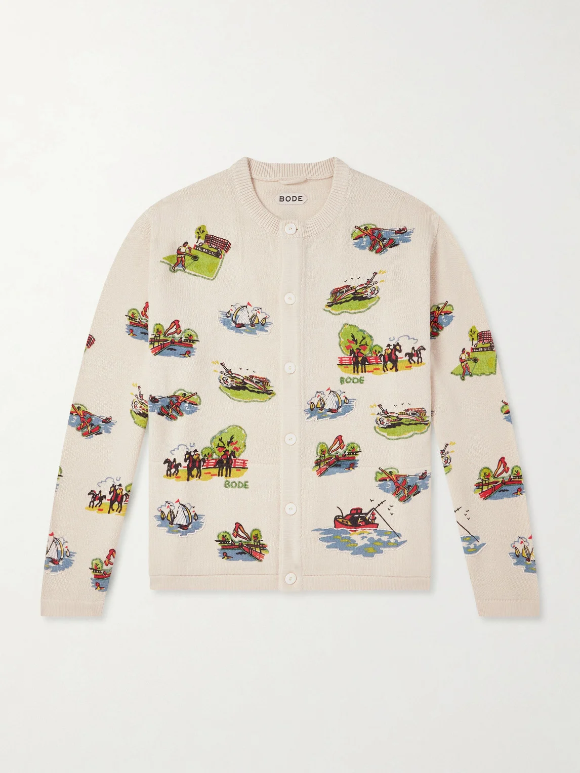 Camp Bead-Embellished Jacquard-Knit Wool and Cotton-Blend Cardigan - 1