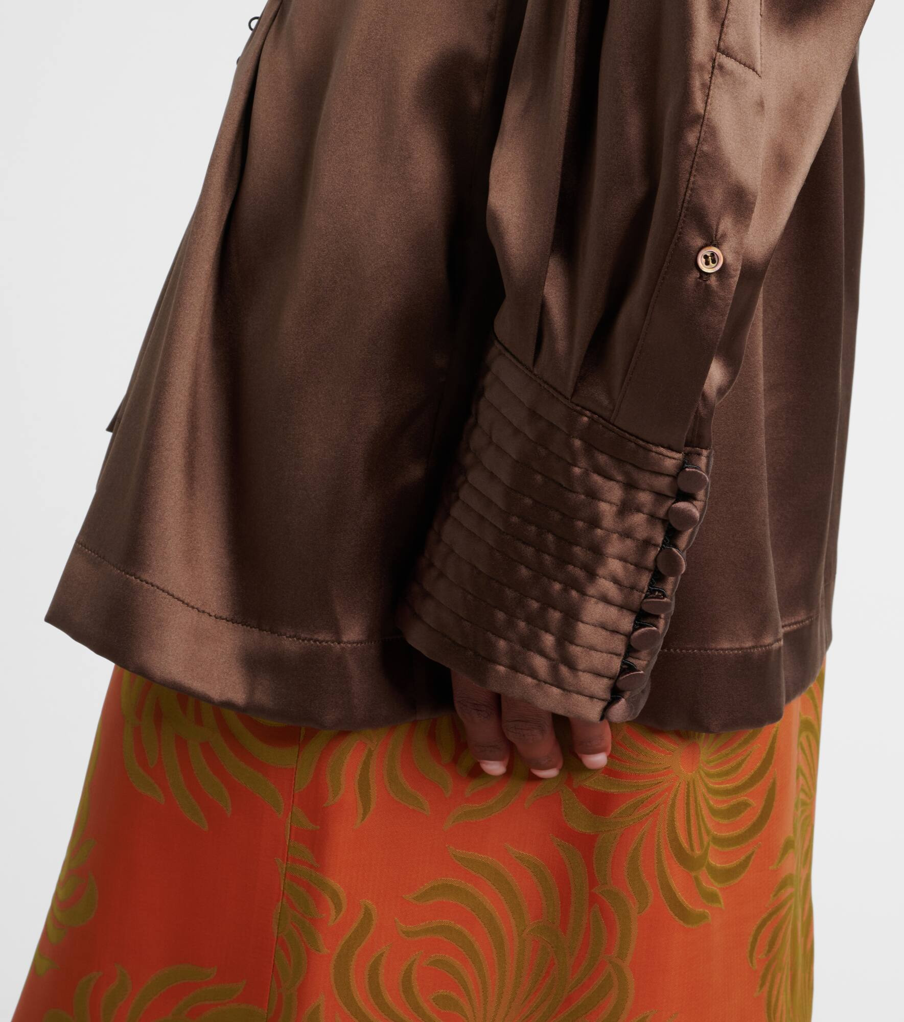 Draped silk-blend shirt - 6