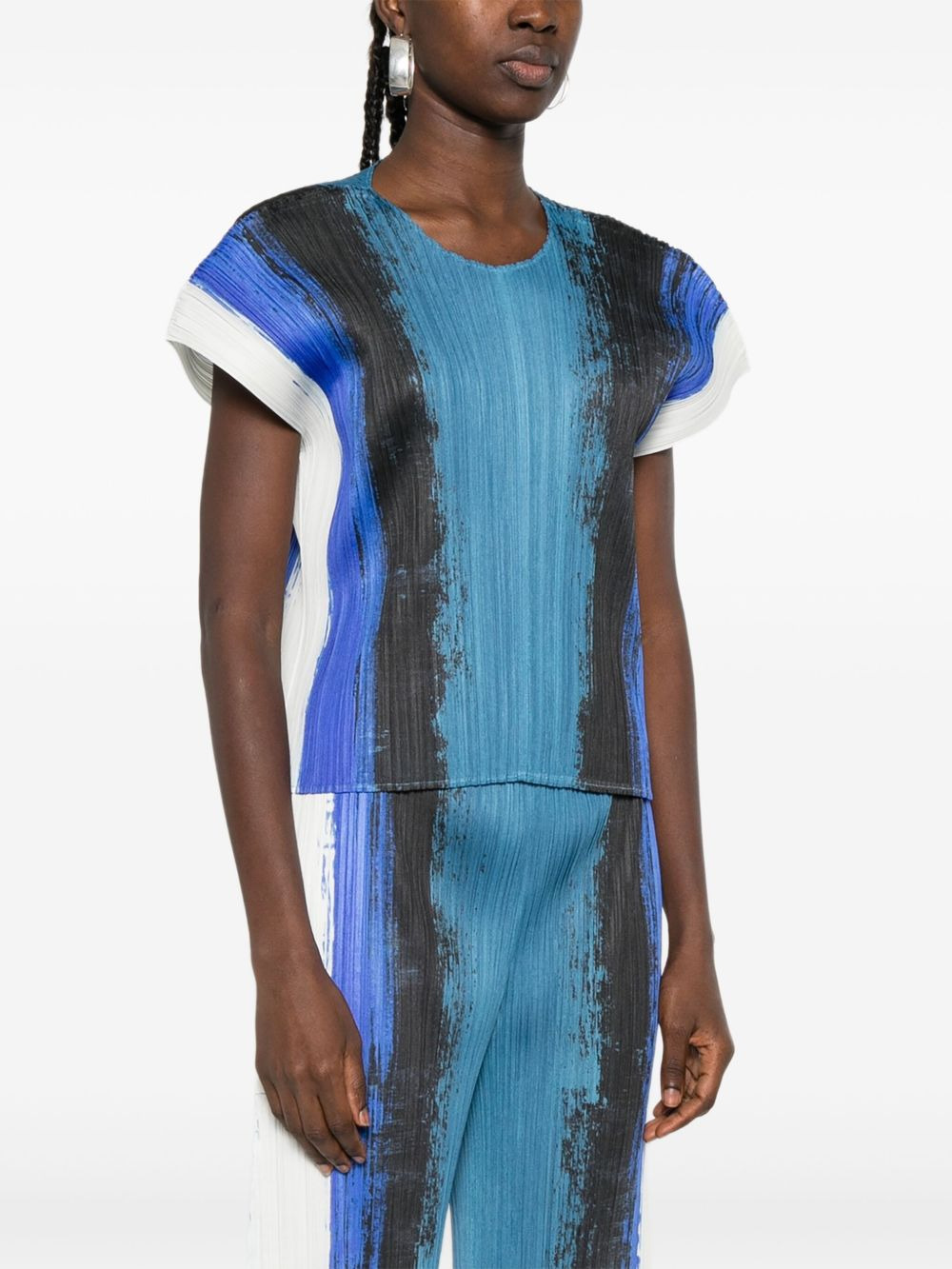 pleated abstract-print top - 3