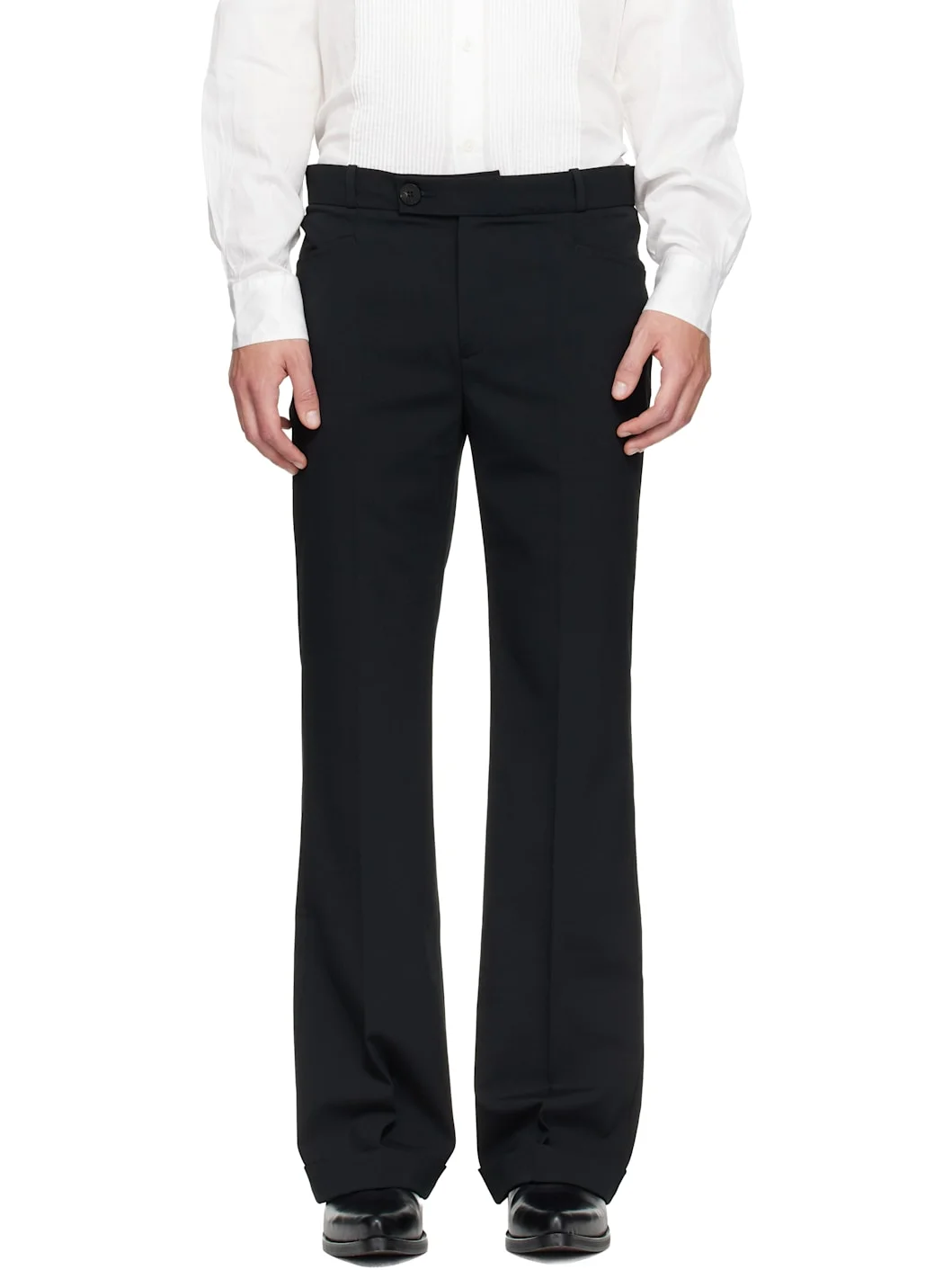 Black Cuffed 70's Trousers - 1