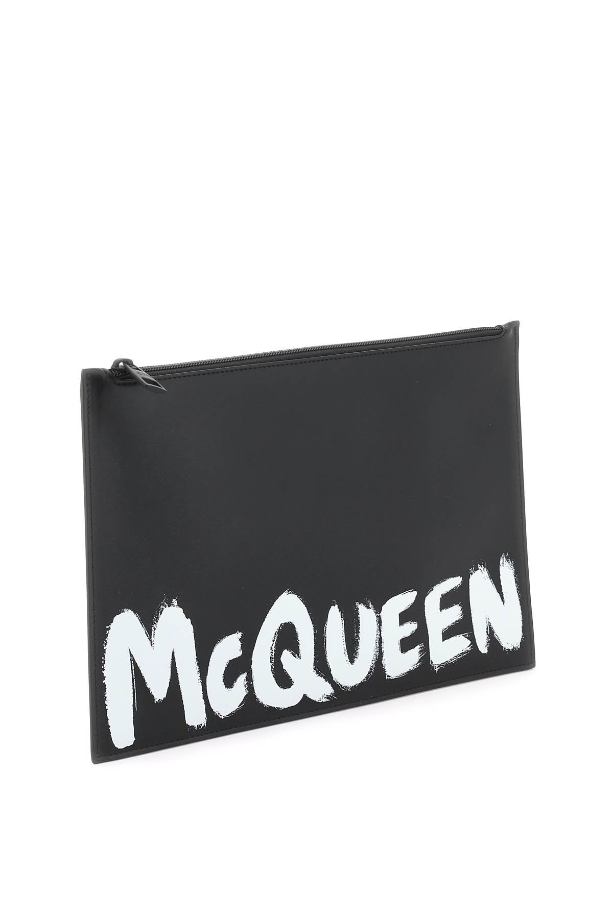 'Mcqueen Graffiti' Leather Flat Pouch - 4