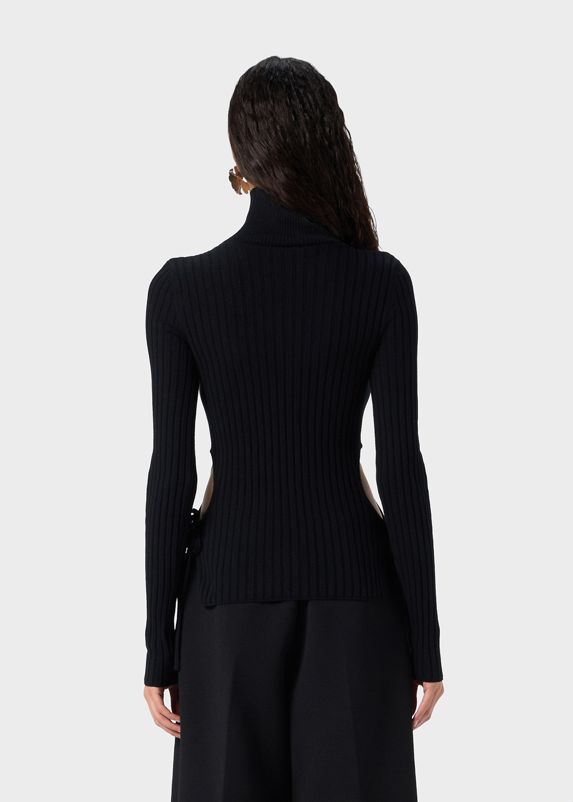 RIBBED SWEATER WITH CUT-OUT AND LACES - 4